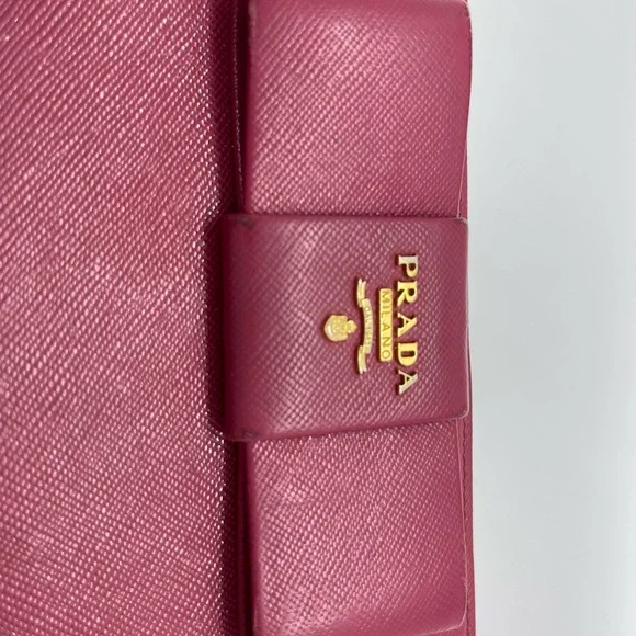 Prada Pink Fiocco Bow Saffiano Lux Long Wallet - Picture 2 of 15